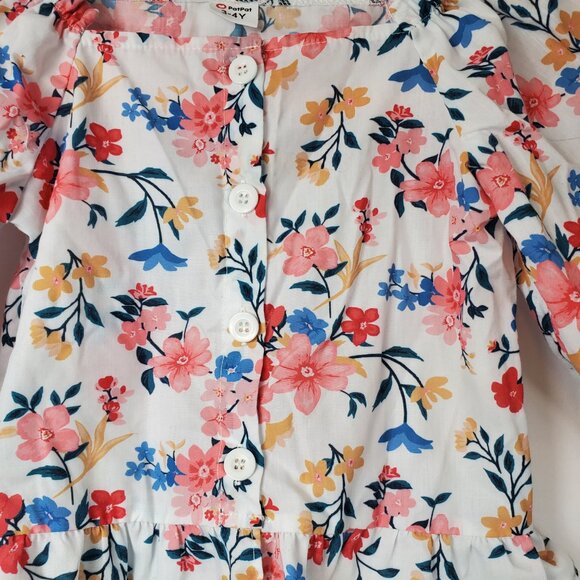 PatPat Wht Floral Long Ruffled Slv & Bottom Adorable Girls Sz 3-4Y Blouse - Picture 4 of 10